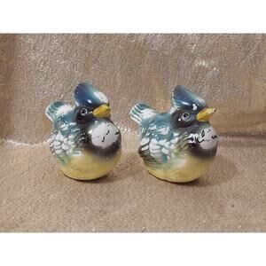 Kenmar Salt & Pepper Shakers Vintage Birds Blue Bird Bluejay Kitschy MCM